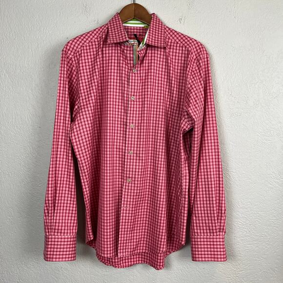 Robert Graham Checker Flip Cuff Button Up Shirt Long Sleeve - L - Picture 5 of 7